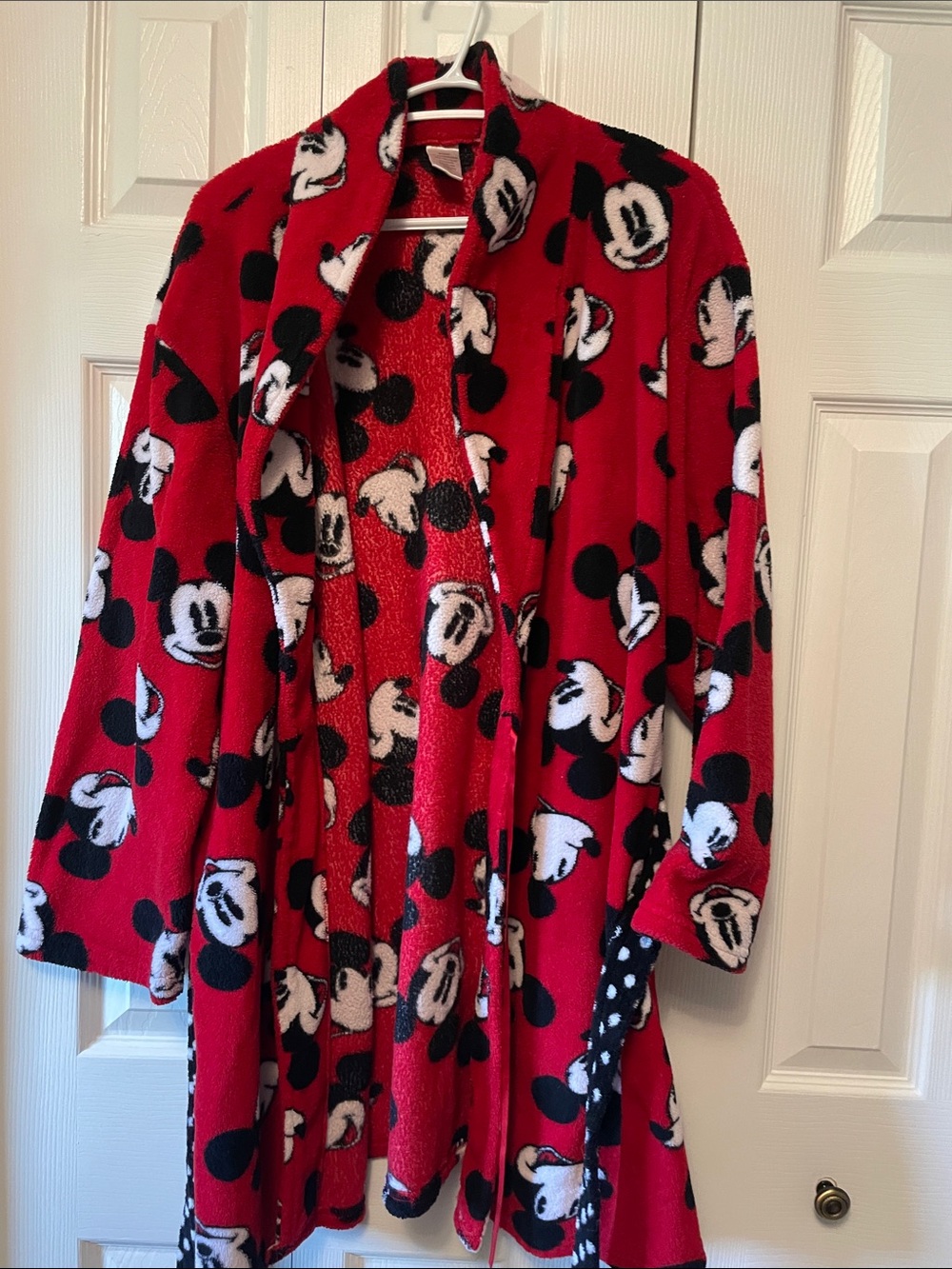 Disney Red & Black Mickey Mouse Plush Robe for Women